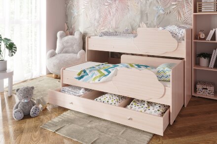 Кровать выкатная Соник, дуб млечный 