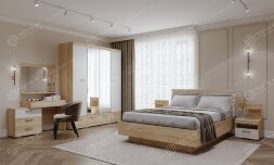 Модульная спальня Соната 2, Сонома/Белый глянец 