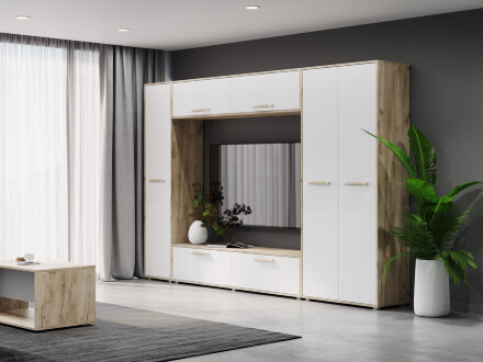 Шкаф навесной 1600 Флорида, Белый, Серый дуб 