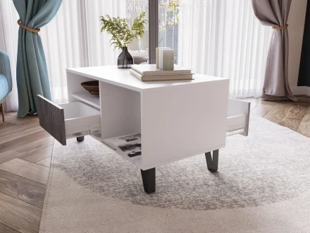 Журнальный стол Ливерпуль, белый/бетон темный 