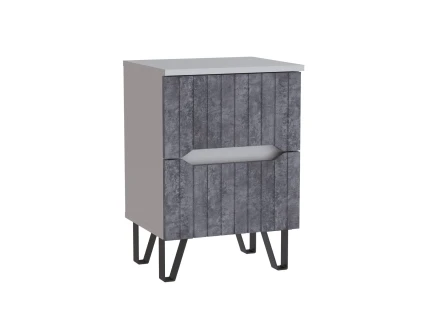 Тумба прикроватная Ливерпуль, белый / бетон темный 