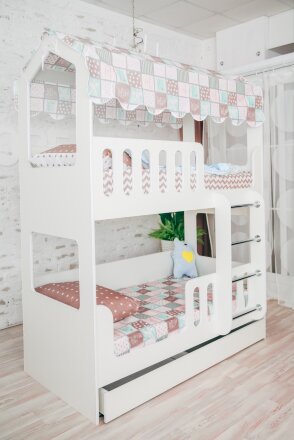 Кровать-домик 2-х ярусный с ящиком 