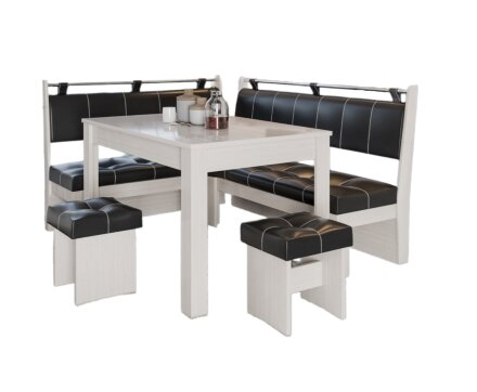 Кухонный уголок Аленка-25 (комплект со столом и табуретами) дуб молочный/экокожа терра 221 