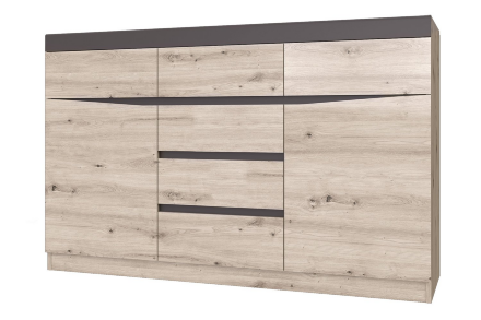 Комод 6 ящиков Тиана, Дуб Бонифаций/Вольфрам 