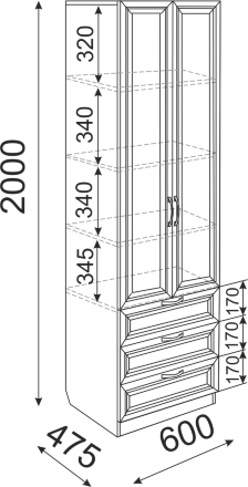Шкаф с ящиками Остин М04 