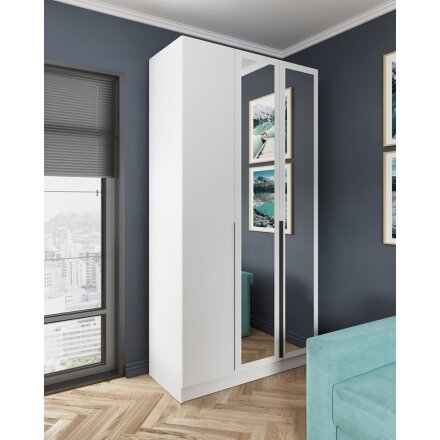 Шкаф трехстворчатый с зеркалом Мадрид, Белый 