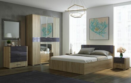 Тумбы прикроватные (2 штуки) Бьянка, Сонома/Графит 