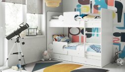 Кровать двухъярусная Тетрис, Белый / Синий