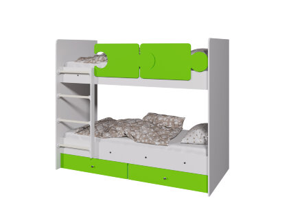 Кровать двухъярусная Тетрис, Белый / Синий 