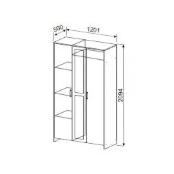 Шкаф 3-х створчатый Дольче, Графит