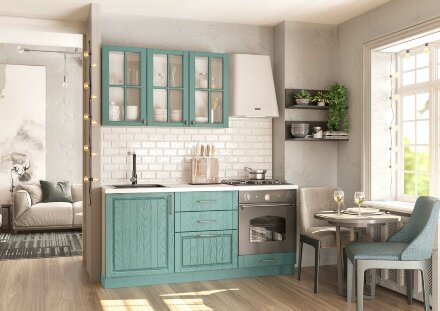 Кухня модульная Кантри (дуб бирюзовый) 
