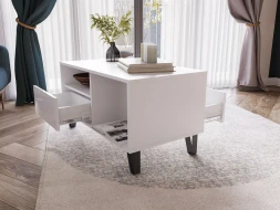 Журнальный стол Ливерпуль, белый/белый глянец