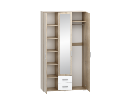 Шкаф трехстворчатый Сопрано, Сонома/Белый 